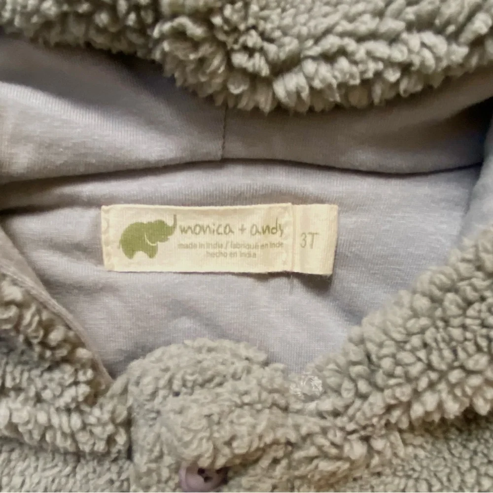 Monica + Andy Grey Sherpa Bomber Hooded Jacket, 3T, NWOT
